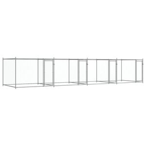 vidaXL Hundg&aring;rd med d&ouml;rrar gr&aring; 8x2x1,5 cm galvaniserat st&aring;l