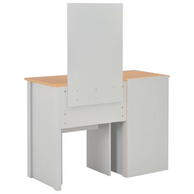 vidaXL Sminkbord med spegel och pall grå 104x45x131 cm