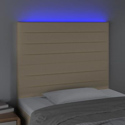 vidaXL Sänggavel LED gräddvit 80x5x118/128 cm tyg