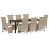 vidaXL Tr&auml;dg&aring;rdsm&ouml;belset med kudde 9 pcs Beige konstrotting