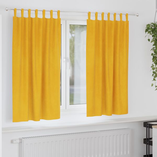 vidaXL M&ouml;rkl&auml;ggningsgardiner 2 pcs Senapsgul 140 x 175 cm Sammet