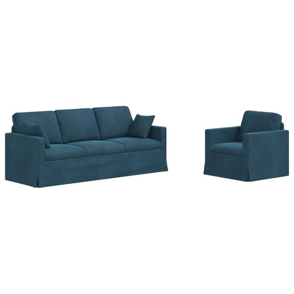 vidaXL Soffa 2 pcs Bl&aring; 198 x 78 x 80 cm Sammet