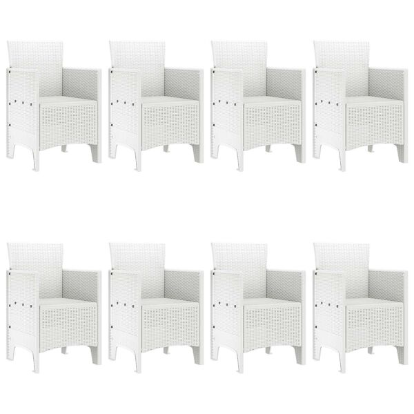 vidaXL Trädgårdsmöbelset 9 pcs Vit Polt rotting