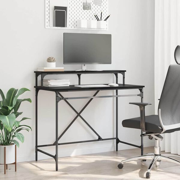 vidaXL Skrivbord Svart Ek 100 x 50 x 90 cm Konstruerat tr&auml;