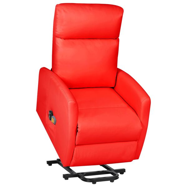 vidaXL Massagef&aring;t&ouml;lj med uppresningshj&auml;lp r&ouml;d konstl&auml;der