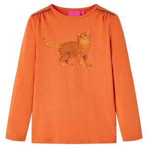 T-shirt med l&aring;nga &auml;rmar f&ouml;r barn stark orange 92