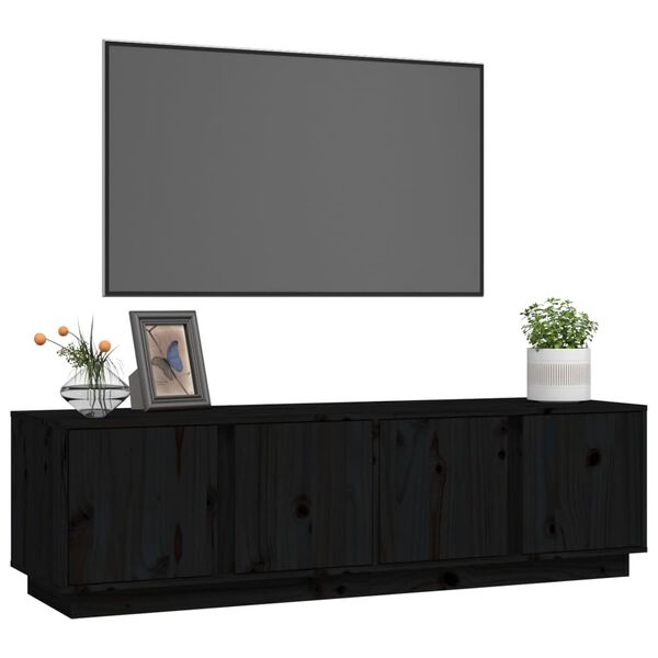 vidaXL Tv-b&auml;nk svart 156x37x45 cm massiv furu