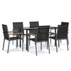 vidaXL Matgrupp f&ouml;r tr&auml;dg&aring;rden 7 delar svart textilen och st&aring;l