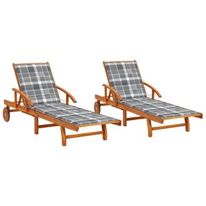 vidaXL Sols&auml;ngar 2 st med dynor massivt akaciatr&auml;