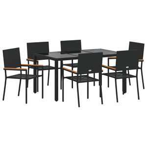 vidaXL Tr&auml;dg&aring;rdsm&ouml;belset 7 st Svart konstrotting
