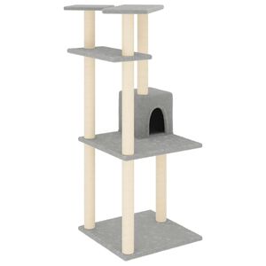 vidaXL Kl&ouml;str&auml;d med sisalpelare ljusgr&aring; 123 cm