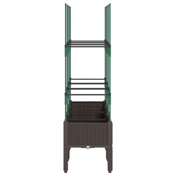 vidaXL Odlingsl&aring;da med spalj&eacute; brun 120x40x142,5 cm PP