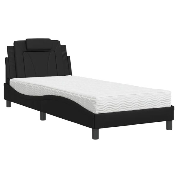 vidaXL Bed "Viana" with Mattress Black 80x200 cm Faux Leather