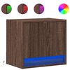 vidaXL V&auml;ggmonterade s&auml;ngbord med LED-lampor 2 st brun ek
