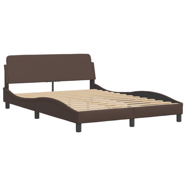 vidaXL Bed with Mattress "Dover" Brown 140x190 cm Faux Leather