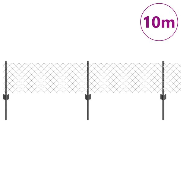 vidaXL St&auml;ngsel med stolpe Gr&aring; 0,4 x 10 m St&aring;l och PVC