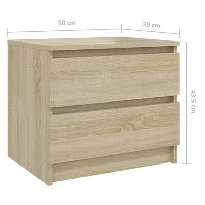 vidaXL Sängbord 2 st sonoma-ek 50x39x43,5 cm konstruerat trä