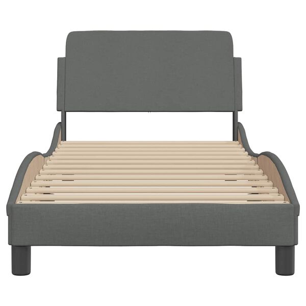 vidaXL Bed Frame "Dover" Dark Grey 90x200 cm Fabric