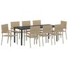 vidaXL Tr&auml;dg&aring;rdsm&ouml;belset 9 st Beige konstrotting