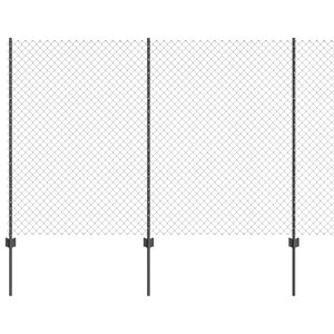 vidaXL Kedjegaller med stolpe 10 x 1,6 m PVC-belagda st&aring;l Gr&aring; Mesh