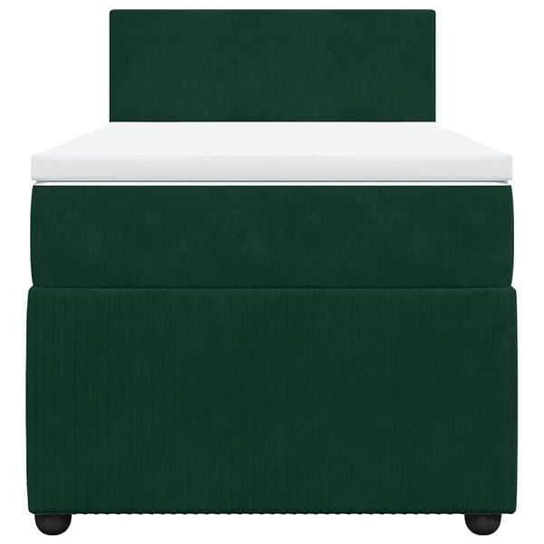 vidaXL Rams&auml;ng med madrass m&ouml;rkgr&ouml;n 100x200 cm sammet