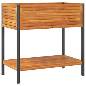 vidaXL Odlingsl&aring;da med hylla 80x45x80 cm massiv akacia och st&aring;l