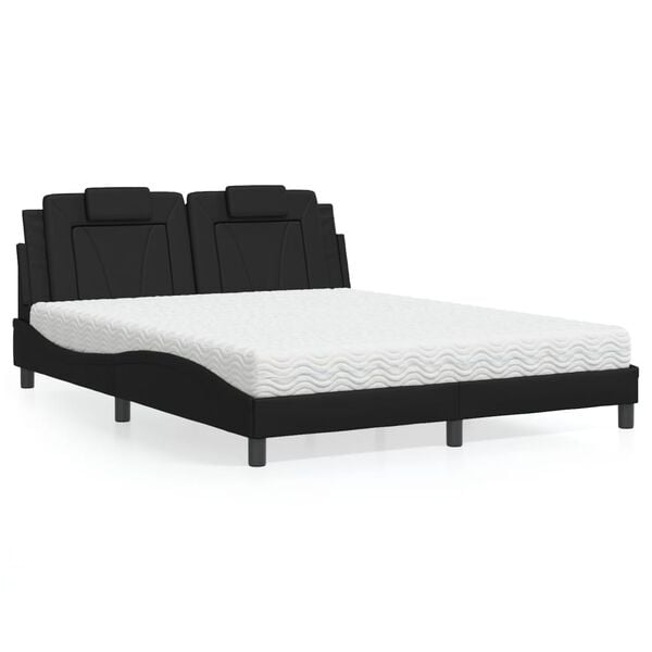 vidaXL Bed "Viana" with Mattress Black 160x200 cm Faux Leather