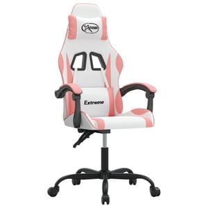 vidaXL Gamingstol vit och rosa konstl&auml;der
