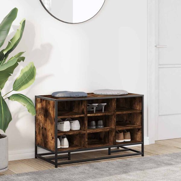 vidaXL Skob&auml;nk r&ouml;kf&auml;rgad ek 84x40x53,5 cm konstruerat tr&auml; och metall