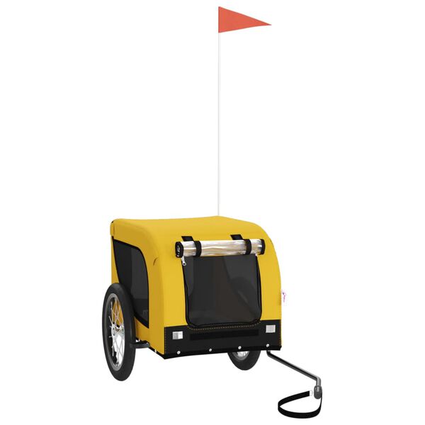 vidaXL Cykelvagn för djur gul och svart oxfordtyg och järn