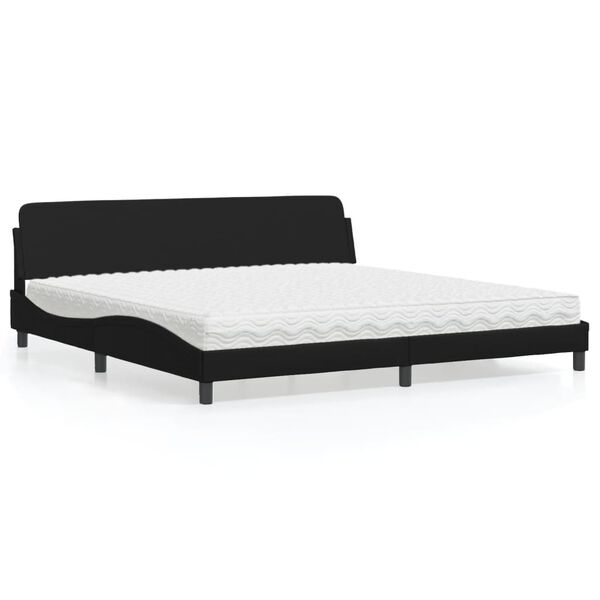 vidaXL Bed with Mattress "Dover" Black 200x200 cm Faux Leather