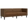 vidaXL Soffgrupp chesterfield 3 delar brun konstmocka