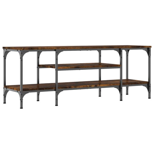 vidaXL Tv-bänk rökfärgad ek 121x35x45 cm konstruerat trä & järn