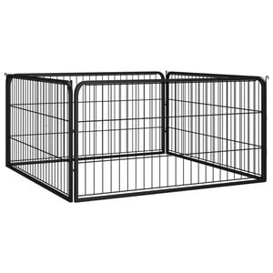 vidaXL Hundbur 4 paneler svart 100 x 50 cm pulverlackerat st&aring;l
