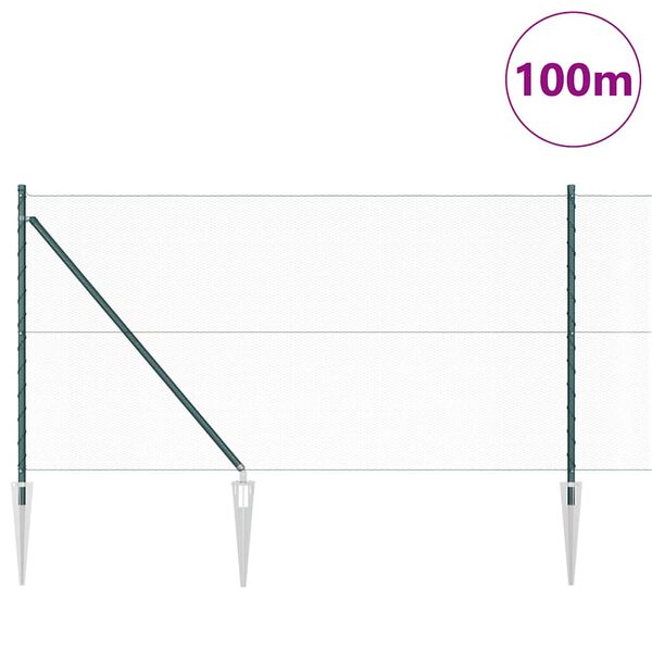 vidaXL Stängselstolpe Grön 100 x 1 m (13 mm nät) Stål och PVC