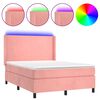 vidaXL Rams&auml;ng med madrass rosa & LED 140x190 cm sammet
