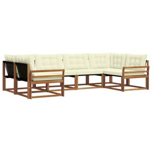 vidaXL Utomhussoffset med kudde 6 pcs Naturlig och Gr&auml;dde