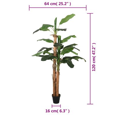 vidaXL Konstväxt bananträd 9 blad 120 cm grön