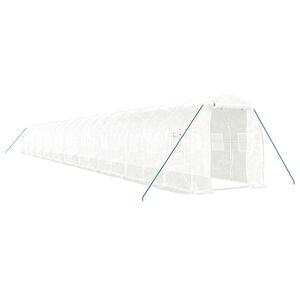 vidaXL V&auml;xthus med st&aring;lram vit 40 m&sup2; 20x2x2 m