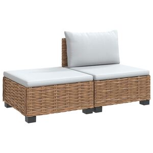 vidaXL 2 st Rattan Lounge Set med Kuddar GENDT Naturlig Rottning