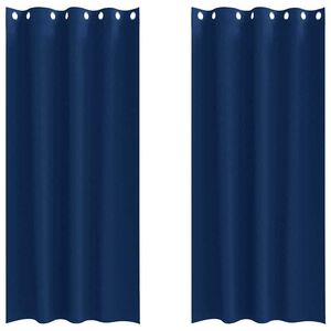 vidaXL M&ouml;rkl&auml;ggningsgardiner med Ringar 2 pcs M&ouml;rkbl&aring; 225 x 140 cm