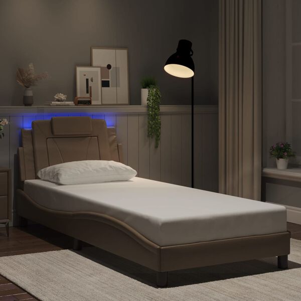 vidaXL Bed Frame "Viana" with LED without Mattress Cappuccino 90x200 cm