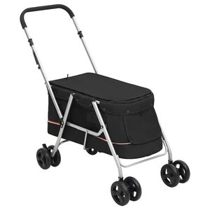 vidaXL Hopf&auml;llbar hundvagn svart 100x49x96 cm linnetyg