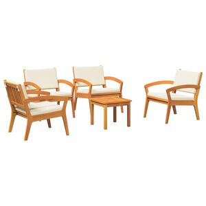 vidaXL Bistroset med kudde 5 pcs Brun Polyester