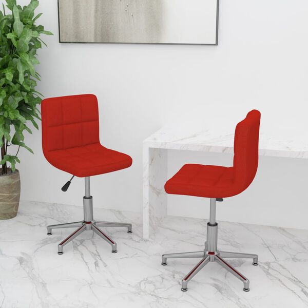 vidaXL Snurrbara matstolar 2 st vinr&ouml;d konstl&auml;der