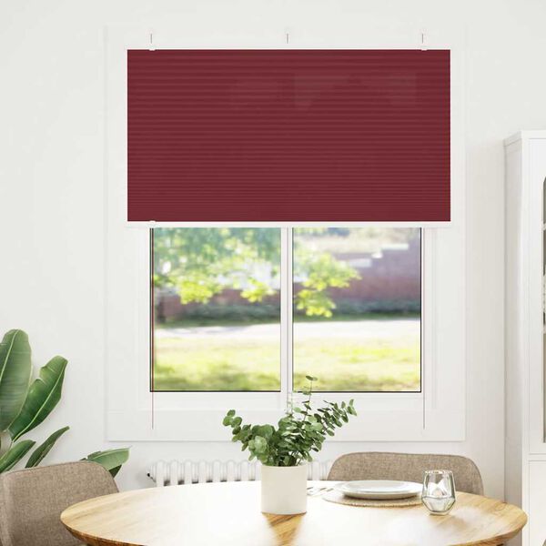 vidaXL Plisserad persienn Bordeaux r&ouml;d 105x100 cm tyg bredd 104,4cm