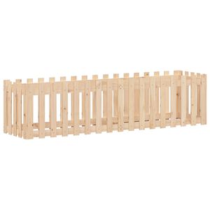 vidaXL Odlingsl&aring;da med staket-design 200x50x50 cm massiv furu