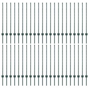 vidaXL Inb&auml;ddad staketpost 44 st Gr&ouml;n 140 cm Pulverlackerat st&aring;l