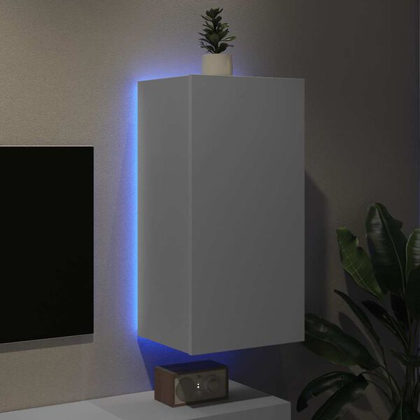 vidaXL V&auml;ggmonterad tv-b&auml;nk LED vit 40,5x35x80 cm