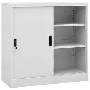 vidaXL Dokumentsk&aring;p med skjutd&ouml;rr ljusgr&aring; 90x40x90 cm st&aring;l